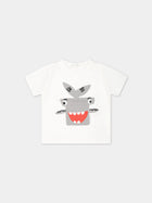 T-shirt bianca per neonato con squalo martello,Stella Mccartney Kids,TU8531 Z0434 101